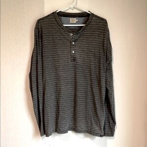 Faherty Men's Gray Striped Henley Shirt size L